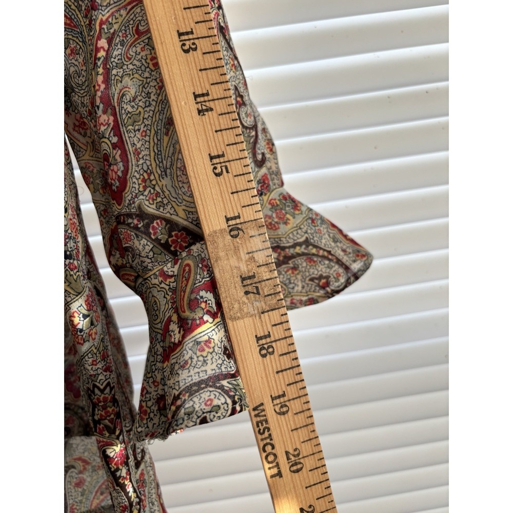 Emma James Liz Claiborne Sheer Paisley Blouse L Tan Fairy Goth Romantic Top - Picture 4 of 7